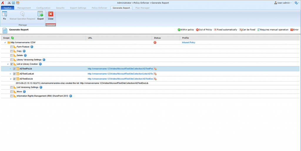 Policy Enforcer feature in DocAve Online SP 3.