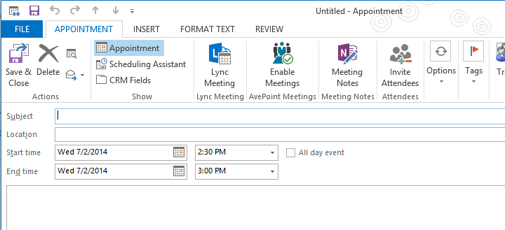 In AvePoint Meetings 3 SP 2, meetings can be created directly within Outlook.