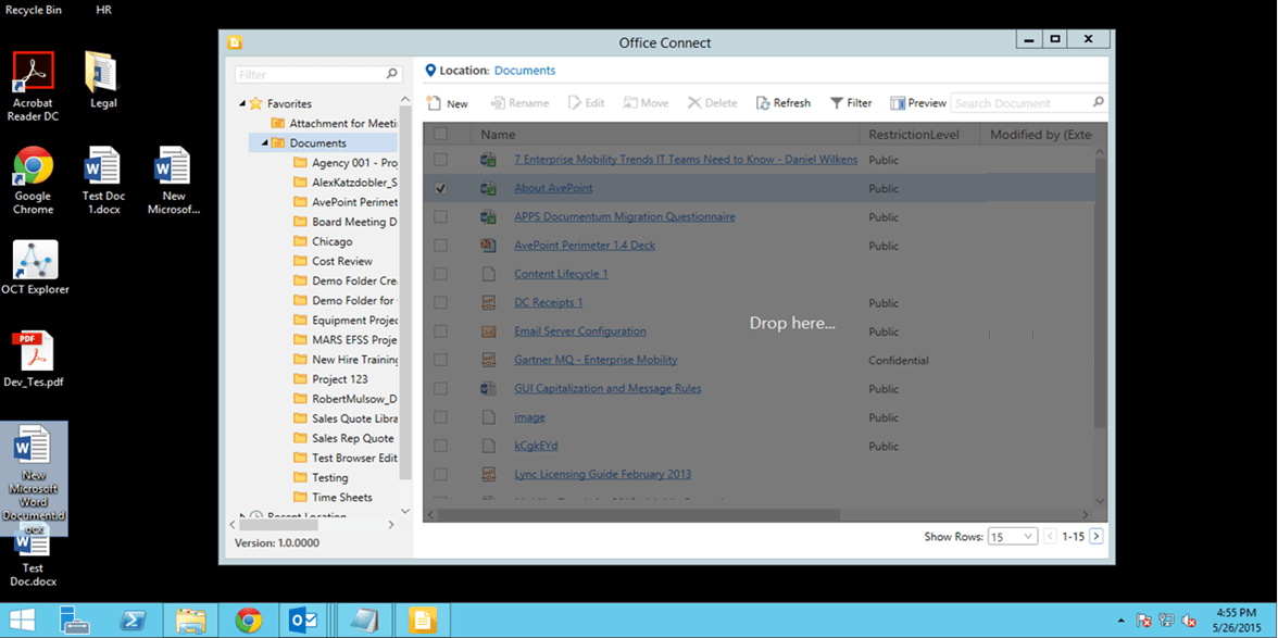 Drag and drop content into SharePoint without opening the platform using AvePoint Office Connect Explorer.