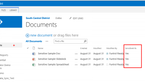 data classification applied to documents in sharepoint library