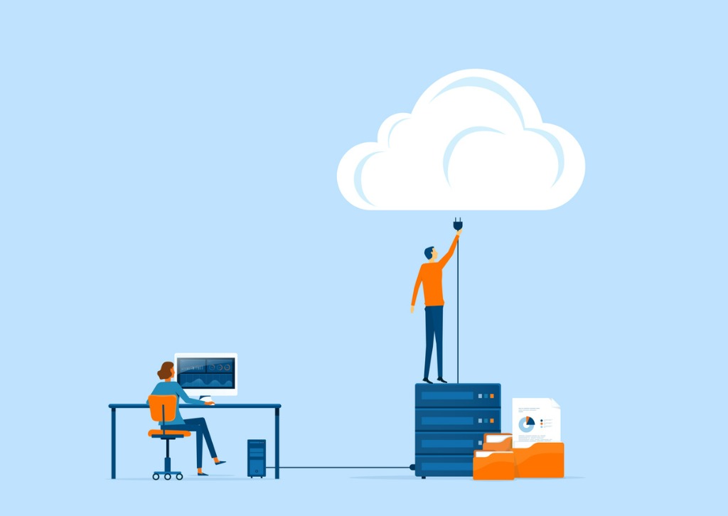 flat vector business technology storage and cloud connect concept vector id1221331439